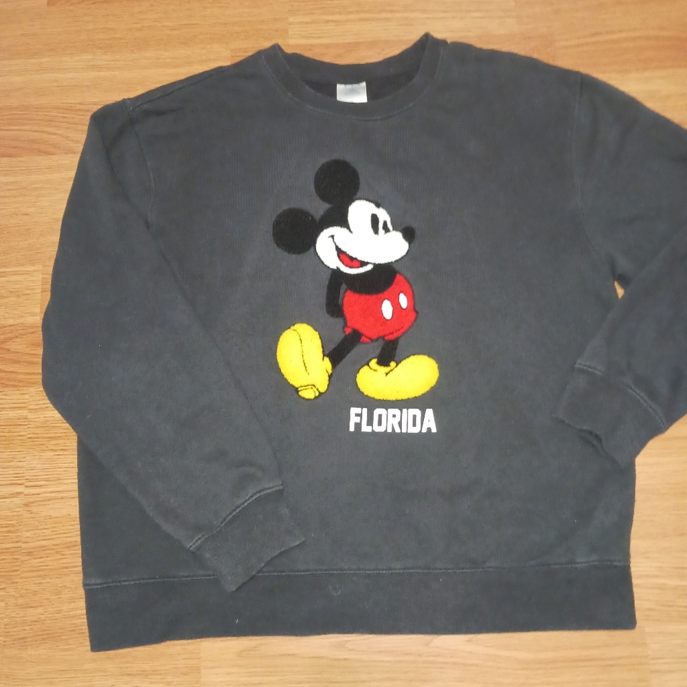 Disney Men Black Pullover Black Mickie Mouse Sweat Shirt Size Large